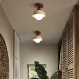 Japandi Style Travertine Ceiling Light Fixture – Elegant Flush Mount Ceiling Lamp for Dining Room and Living Spaces