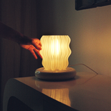 Mini Wavy Cordless Table Lamp – Stylish Bedside Lamp, Sculptural Accent Light for Small Spaces