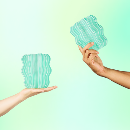 Mini Wavy Cordless Table Lamp – Stylish Bedside Lamp, Sculptural Accent Light for Small Spaces