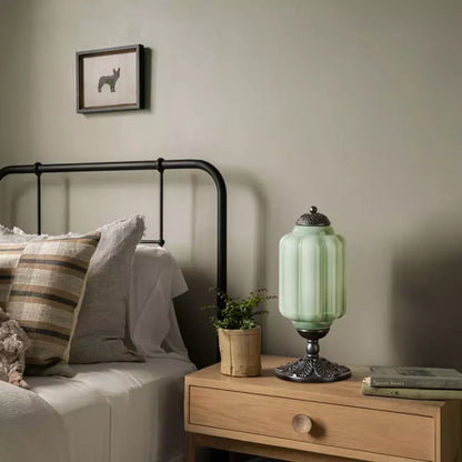 Lampe de table vintage en verre opale – luminaire élégant pour chambre ou salon, 50 cm de haut, lumière douce et diffuse