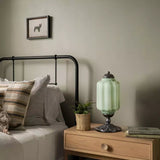 Lampe de table vintage en verre opale – luminaire élégant pour chambre ou salon, 50 cm de haut, lumière douce et diffuse