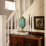 Lampe de table vintage en verre opale – luminaire élégant pour chambre ou salon, 50 cm de haut, lumière douce et diffuse