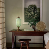 Lampe de table vintage en verre opale – luminaire élégant pour chambre ou salon, 50 cm de haut, lumière douce et diffuse